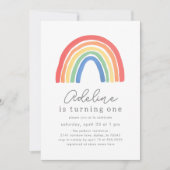 Boho Watercolor Rainbow Birthday Einladung (Vorderseite)