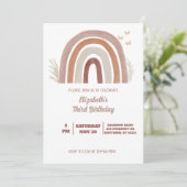 Boho Watercolor Rainbow Birthday | Pampas Grass Einladung (Stehend Vorderseite)