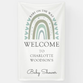 Boho Watercolor Rainbow Blue Boy Baby Dusche Banner