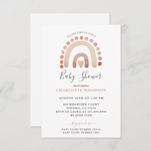 Boho Watercolor Rainbow Boy Baby Shower Einladung (Vorne/Hinten)