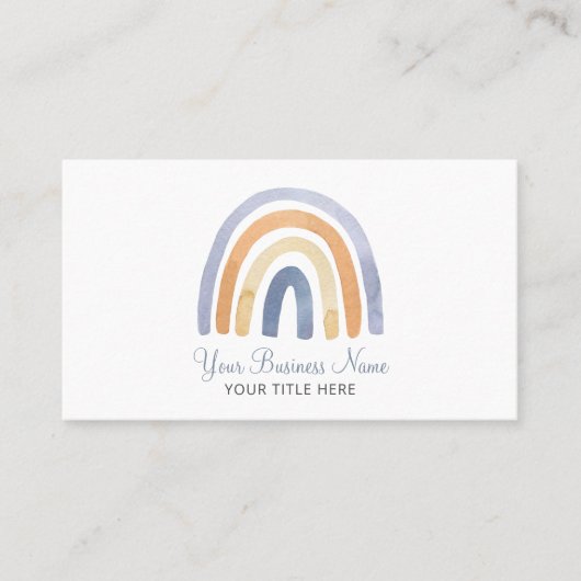 Boho Watercolor Rainbow Business Card Visitenkarte (Vorderseite)