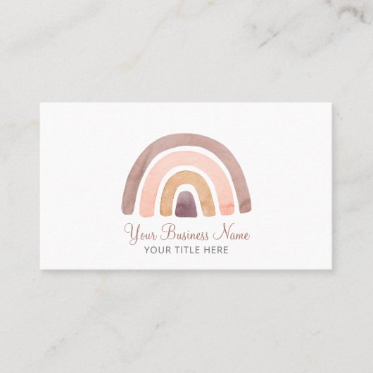 Boho Watercolor Rainbow Business Card Visitenkarte (Vorderseite)