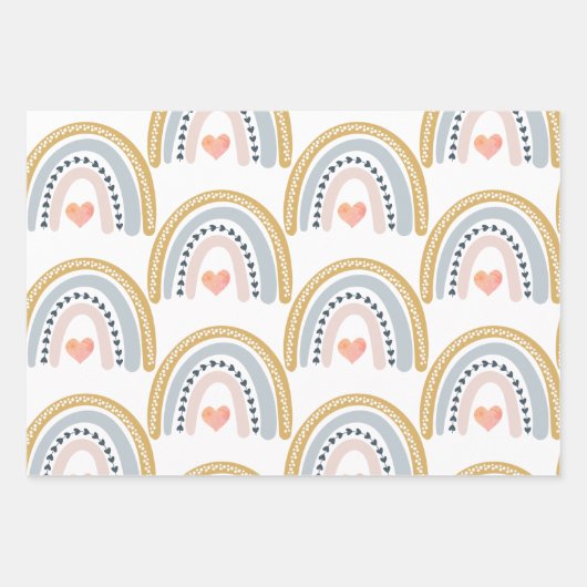Boho Watercolor Rainbow Geschenkpapier Set (Vorderseite)