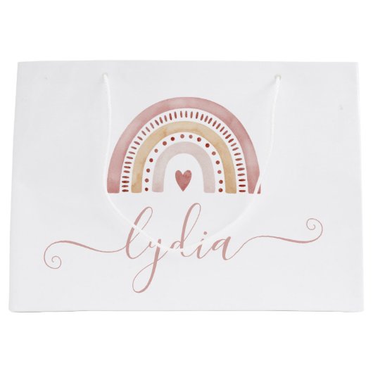 Boho Watercolor Rainbow-Geschenktasche Große Geschenktüte (Vorderseite)