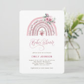 Boho Watercolor Rainbow Girl Baby Shower Einladung (Stehend Vorderseite)
