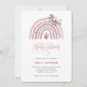 Boho Watercolor Rainbow Girl Baby Shower Einladung (Vorderseite)