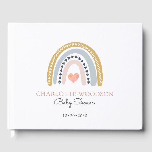 Boho Watercolor Rainbow Girl Baby Shower Gästebuch (Vorderseite)