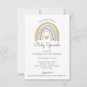 Boho Watercolor Rainbow Girl Baby Sprinkle Einladung (Vorderseite)