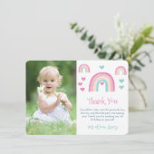 Boho Watercolor Rainbow Girl Birthday Picture Dankeskarte (Stehend Vorderseite)