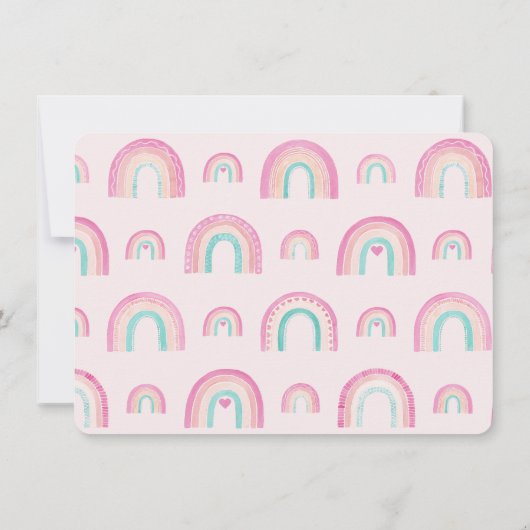 Boho Watercolor Rainbow Girl Birthday Picture Dankeskarte (Rückseite)