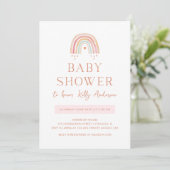 Boho Watercolor Rainbow mit Hearts Baby Dusche Einladung (Stehend Vorderseite)