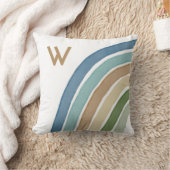 Boho Watercolor Rainbow Monogram Modern Blue Throw Kissen (Decke)