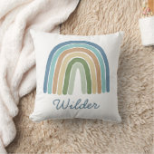 Boho Watercolor Rainbow Name Modern Blue Kissen (Decke)