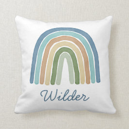 Boho Watercolor Rainbow Name Modern Blue Kissen