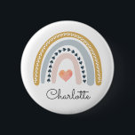 Boho Watercolor Rainbow Personalisiert Button<br><div class="desc">Niedliche Wasserfarbe boho Regenbogen-Taste mit Ihrem Namen.</div>