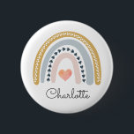 Boho Watercolor Rainbow Personalisiert Button<br><div class="desc">Niedliche Wasserfarbe boho Regenbogen-Taste mit Ihrem Namen.</div>