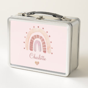 Boho Watercolor Rainbow Personalisiert Kid's Metall Brotdose