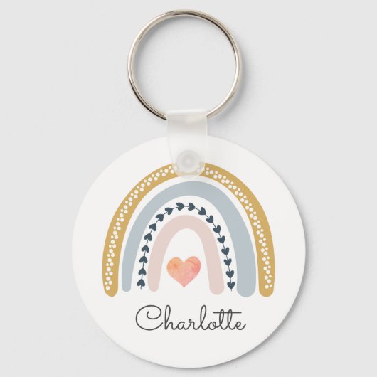 Boho Watercolor Rainbow Personalisiert Schlüsselanhänger (Vorderseite)