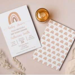 Boho Watercolor Rainbow Terracotta Kinderdusche Einladung