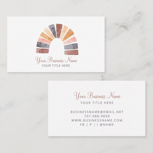Boho Watercolor Rainbow Visitenkarte (Vorne/Hinten)
