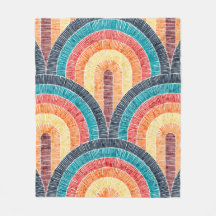 Boho Watercolor Red Aquamarin Orange Rainbow