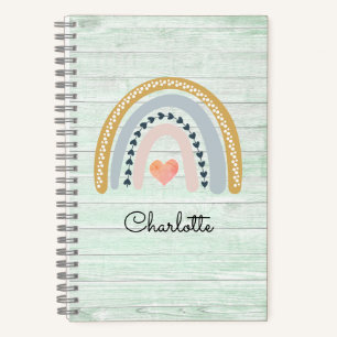 Boho-Watercolor-Regenbogen-personalisiertes Notizb Notizblock