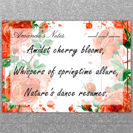 Boho Watercolor Rote Rosen 4" x 3" Post-it Klebezettel