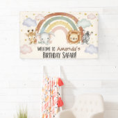 Boho Watercolor Safari Animals 1st Birthday Banner (Insitu)