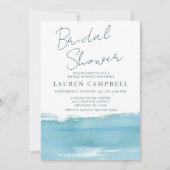 Boho Watercolor Sea Blue Brautparty Einladung (Vorderseite)
