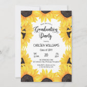 Boho Watercolor Sonnenblumen Graduierungsparty Inv Einladung (Vorderseite)