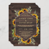 Boho Watercolor Sonnenblumen Holzstall Hochzeit Einladung (Vorne/Hinten)