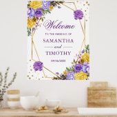 Boho Watercolor Spring Flowers Gold Frame Wedding Poster (Küche)