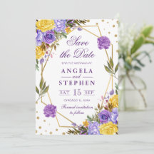 Boho Watercolor Spring Flowers Gold Frame Wedding