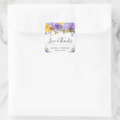 Boho Watercolor Spring Flowers Hochzeit Quadratischer Aufkleber (Tasche)