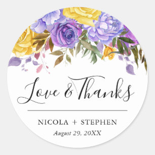 Boho Watercolor Spring Flowers Hochzeit Runder Aufkleber