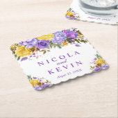 Boho Watercolor Spring Flowers Hochzeit Untersetzer (angewinkelt)