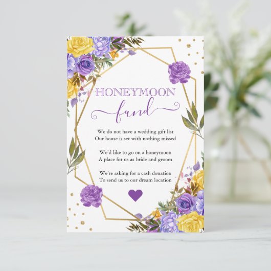 Boho Watercolor Spring Flowers Honeymoon Fund Begleitkarte (Stehend Vorderseite)
