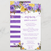Boho Watercolor Spring Flowers Wedding Menu Menükarte (Vorne/Hinten)