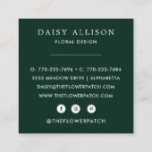 Boho Watercolor Spring Wildblume Quadratische Visitenkarte (Rückseite)