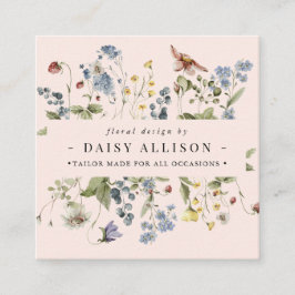 Boho Watercolor Spring Wildblume Quadratische Visitenkarte