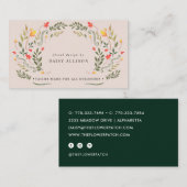 Boho Watercolor Spring Wildblume Visitenkarte (Vorne/Hinten)