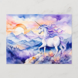 Boho Watercolor Starkes Einhorn Stehend auf Fehler Postkarte