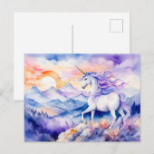 Boho Watercolor Starkes Einhorn Stehend auf Fehler Postkarte (Vorne/Hinten)