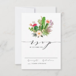 Boho Watercolor Succulents and Cactus Wedding RSVP Karte