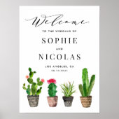 Boho Watercolor Succulents Begrüßungszeichen Poster (Vorne)
