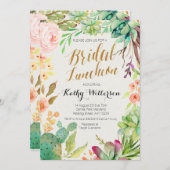 Boho Watercolor Succulents Bridal Luncheon laden Einladung (Vorne/Hinten)