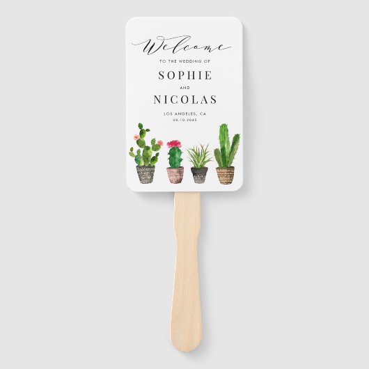 Boho Watercolor Succulents Hochzeitfeier Fächer (Vorderseite)