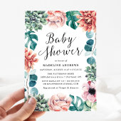 Boho Watercolor Succulents Kinderdusche Einladung