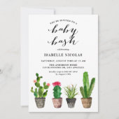 Boho Watercolor Succulents Summer Baby Showbash Einladung (Vorderseite)