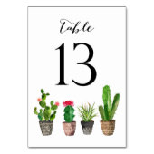 Boho Watercolor Succulents Tischnummer Card 13 (Vorderseite)